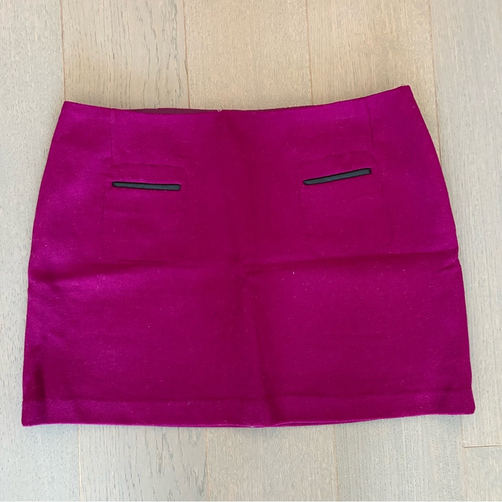 Dalia Collection Magenta Pink Wool-Blend Mini Skirt
